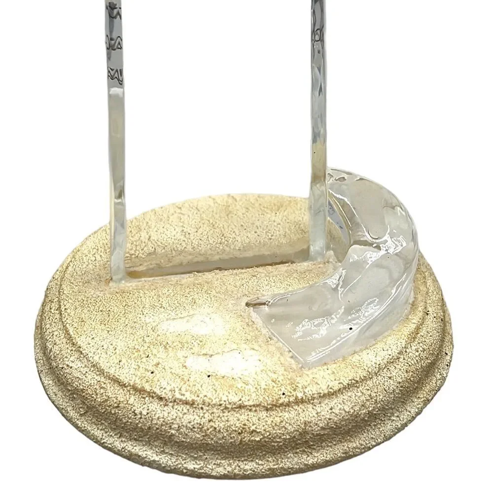 Bradford Exchange Glass Cross Footprints in the Sand Christian Decor